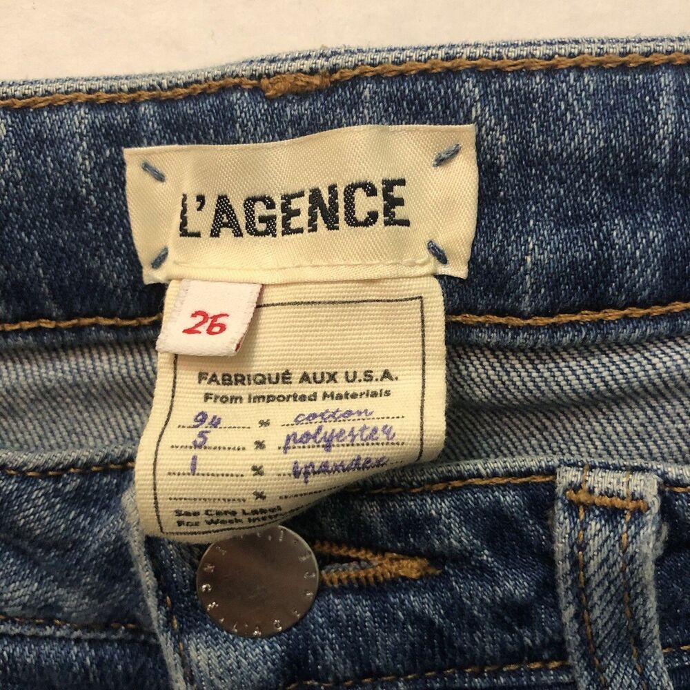 L’Agence Danica High Rise Wide Leg Cropped Denim Jeans Raw Hem Womens 26 - Picture 5 of 6